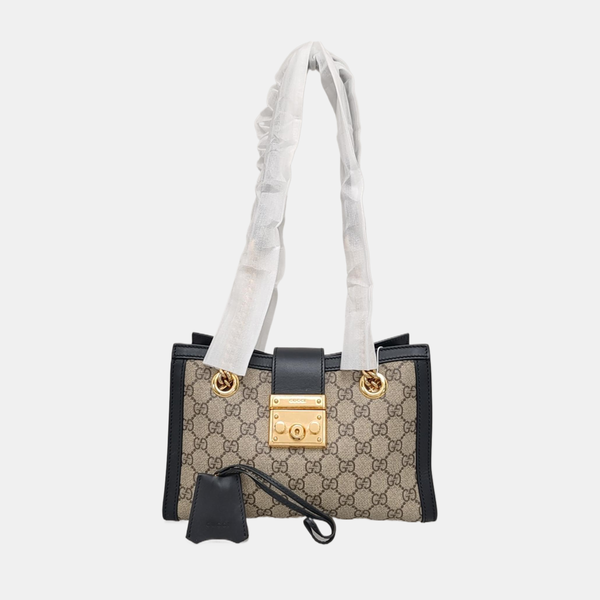 Padlock Small Monogram Coated Canvas Beige