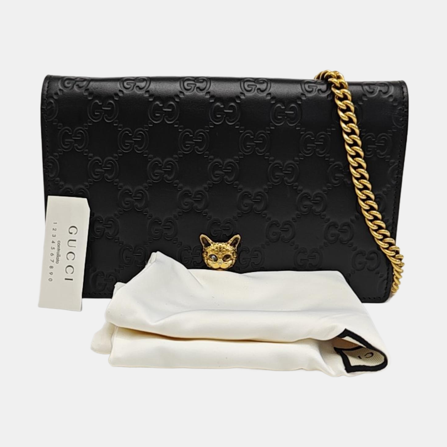 Monogram Calfskin Shoulder Bag Black