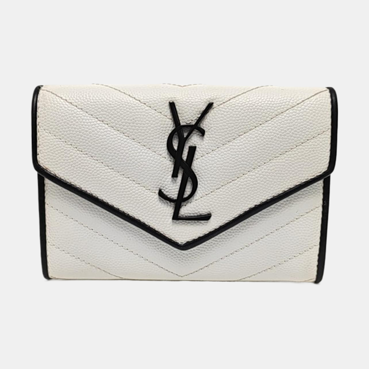 Chevron Calfskin Wallet White