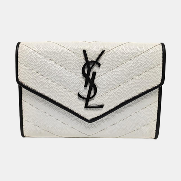 Chevron Calfskin Wallet White