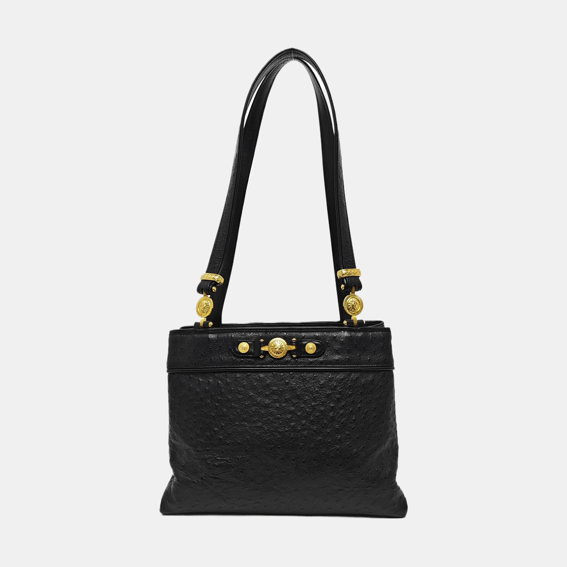 Ostrich Shoulder Bag Black