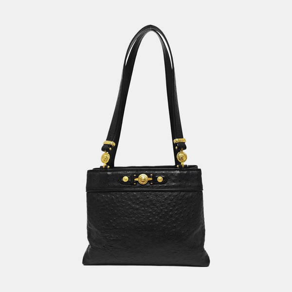 Ostrich Shoulder Bag Black