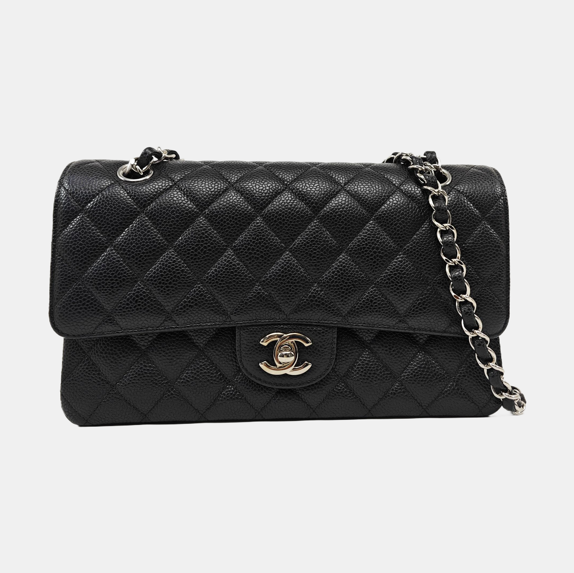CLASSIC FLAP Small Quilted Grained Calfskin Black