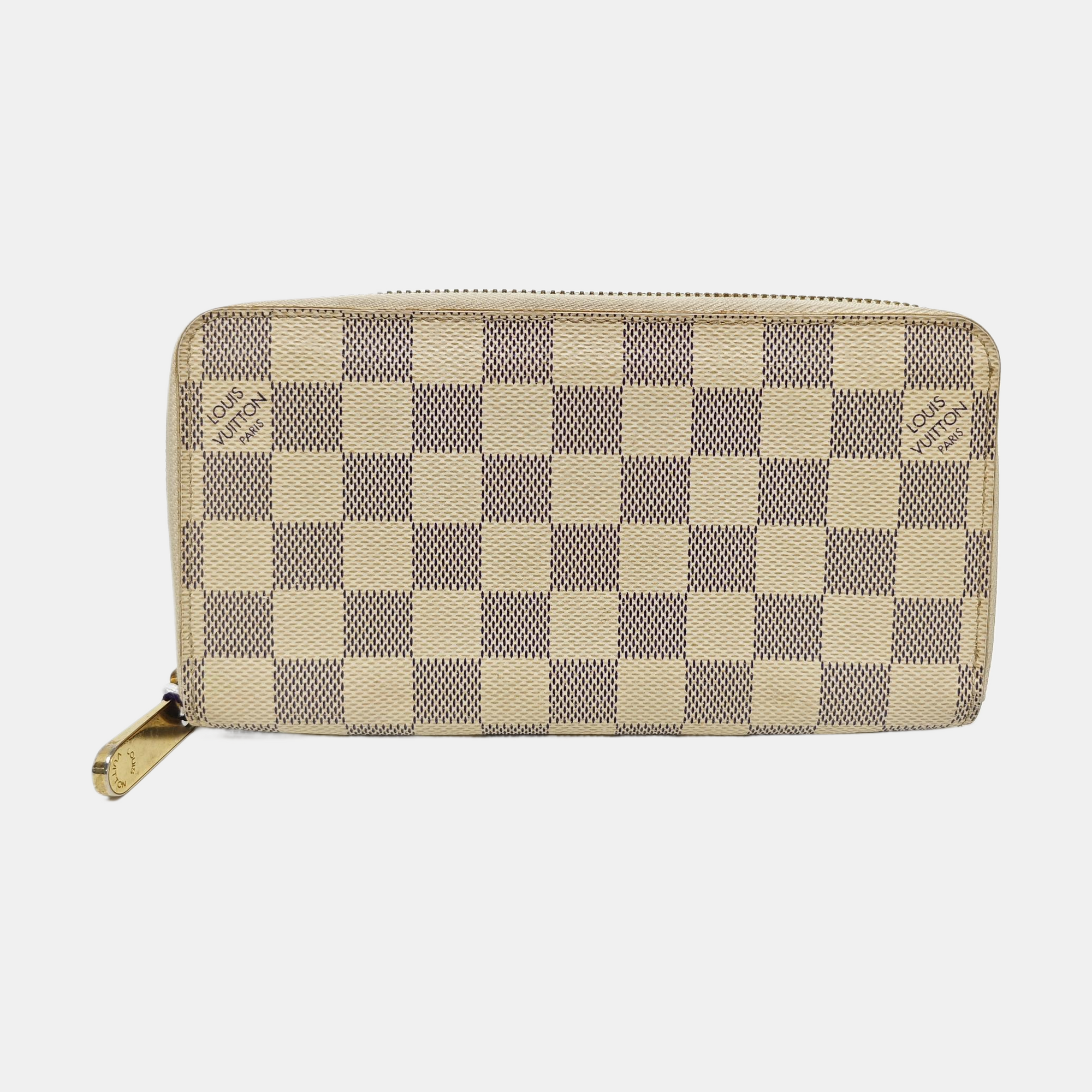 ZIPPY Damier Azur Coated Canvas White Wallet