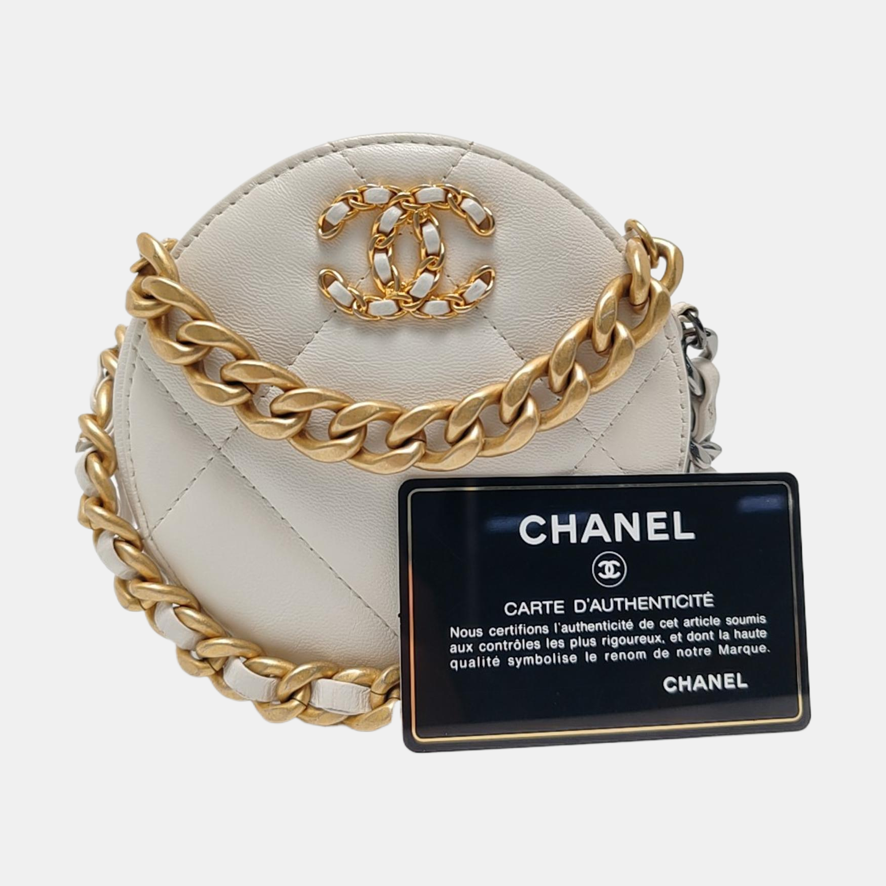 Authenticated pre-owned  CHANEL 19 Quilted Lambskin White - Crossbody Bag at Looply
