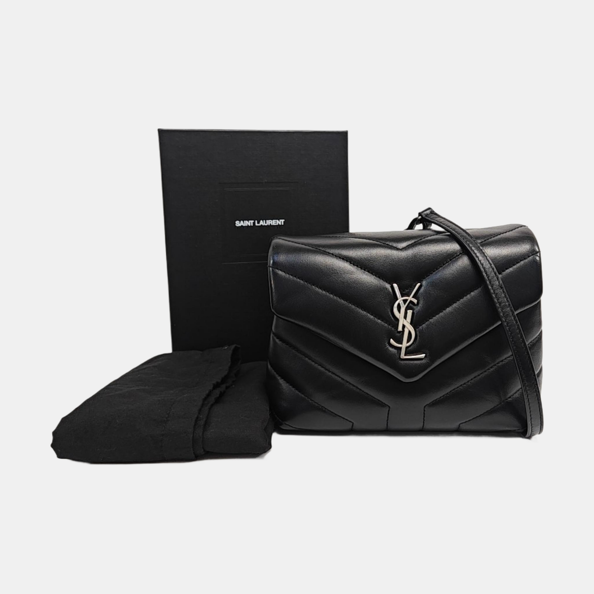 LOULOU Extra Small Chevron Calfskin Black