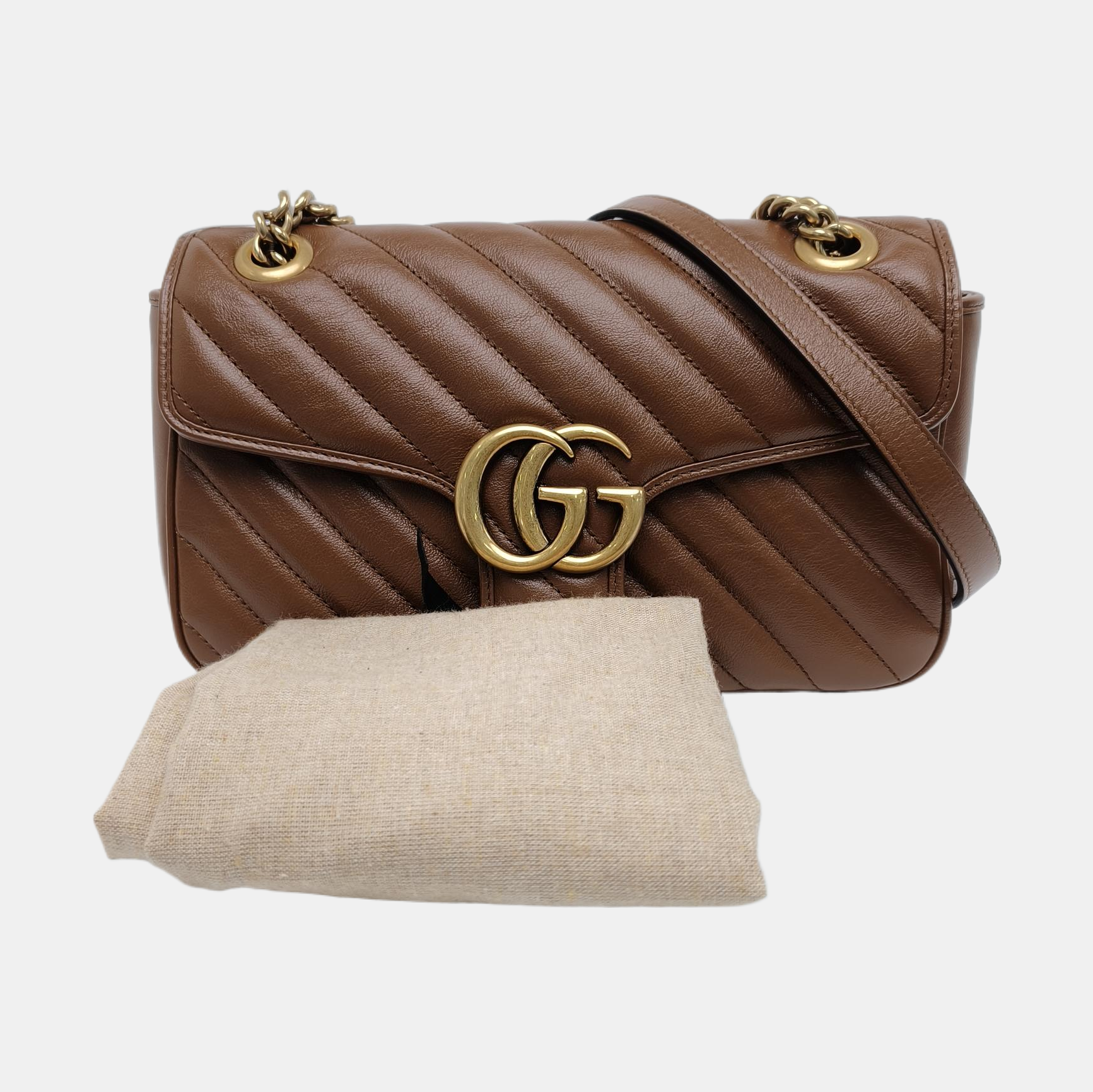 GG Marmont Medium Quilted Calfskin Brown