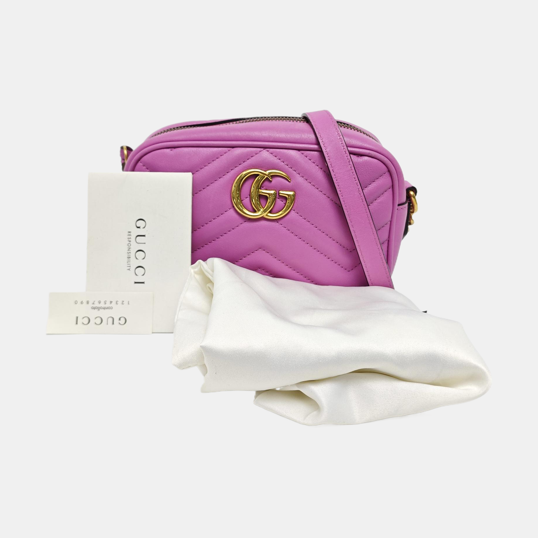Authenticated pre-owned  GG Marmont Mini Quilted Calfskin Purple - Shoulder Bag at Looply
