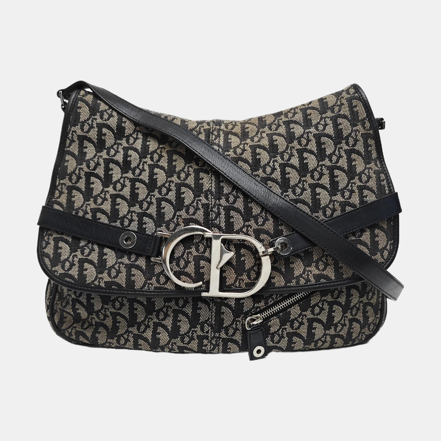 Oblique Canvas Shoulder Bag Black