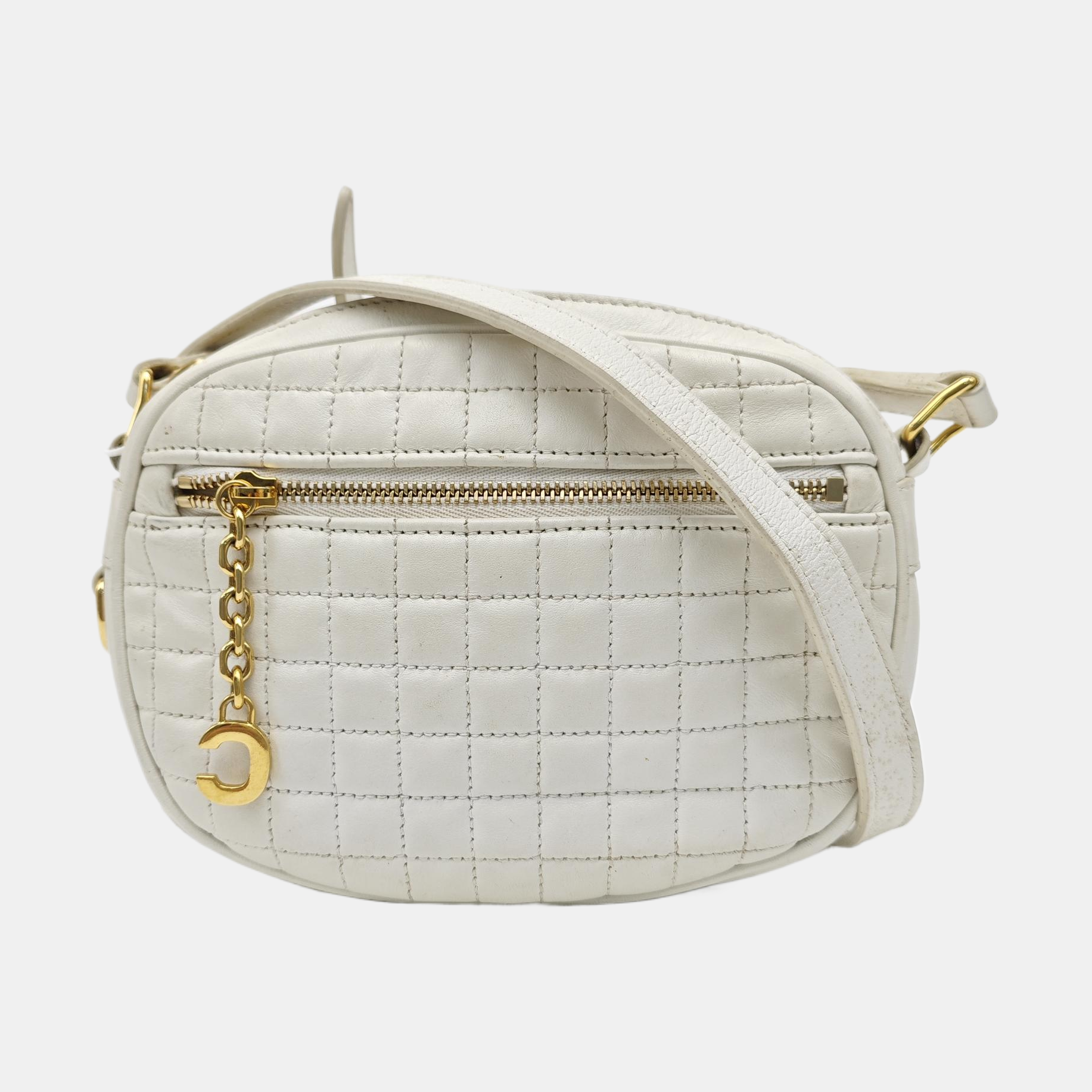 C CHARM Quilted Calfskin White