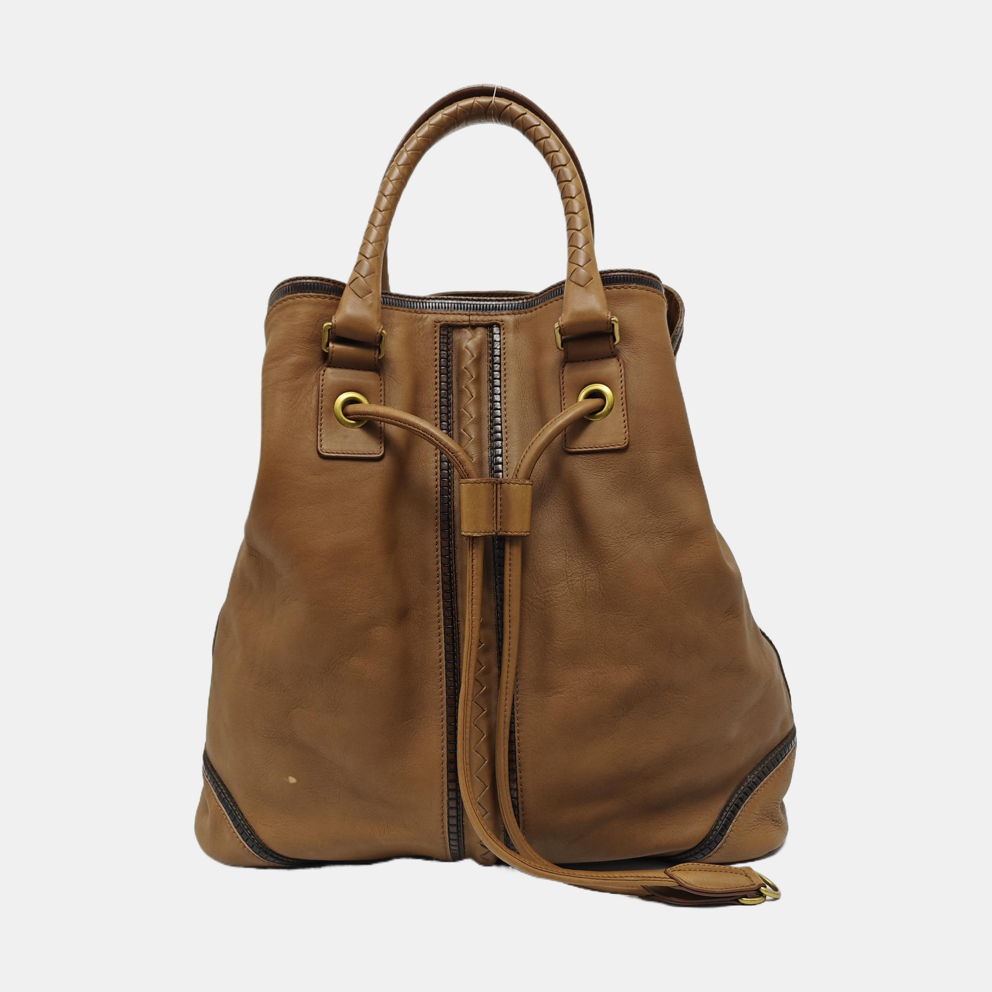 Calfskin Top Handle Bag Brown