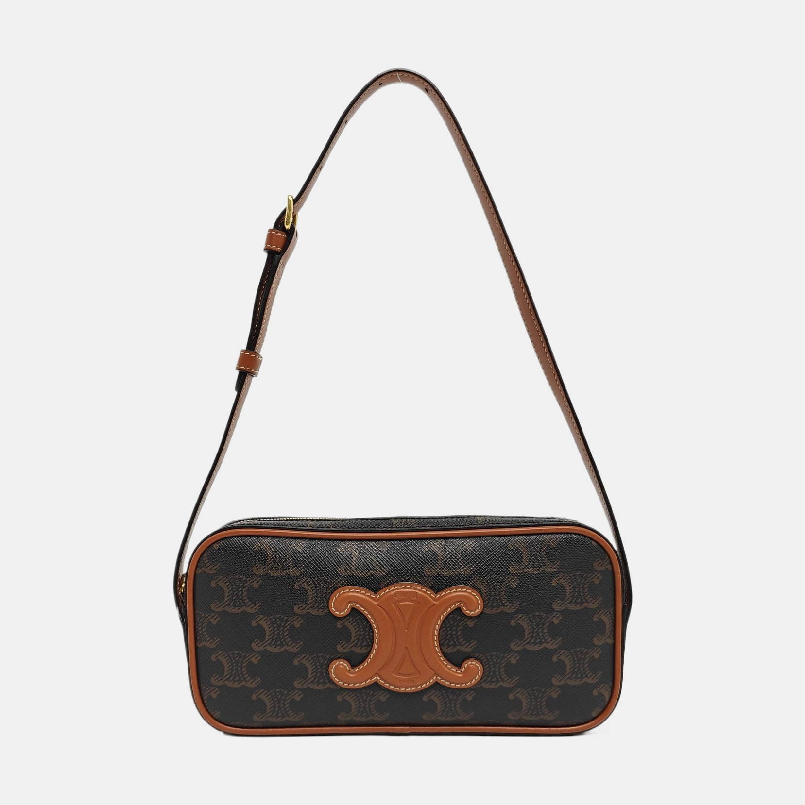 Coated Canvas Shoulder Bag Brown