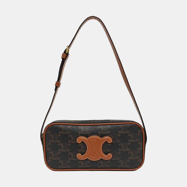 Coated Canvas Shoulder Bag Brown