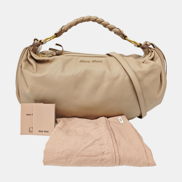 Calfskin Shoulder Bag Beige