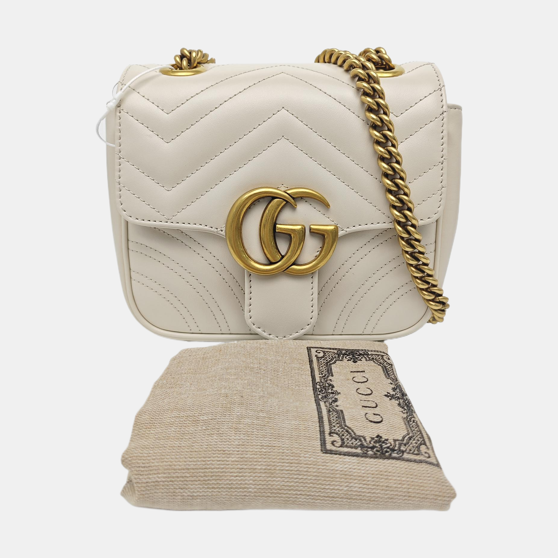 GG Marmont Mini Piel de Becerro Acolchada Blanca