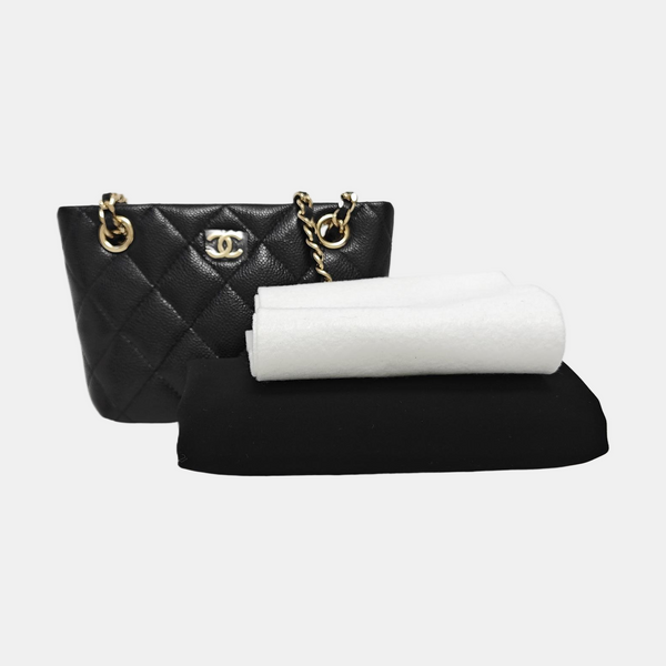 Quilted Grained Calfskin Shoulder Bag Black