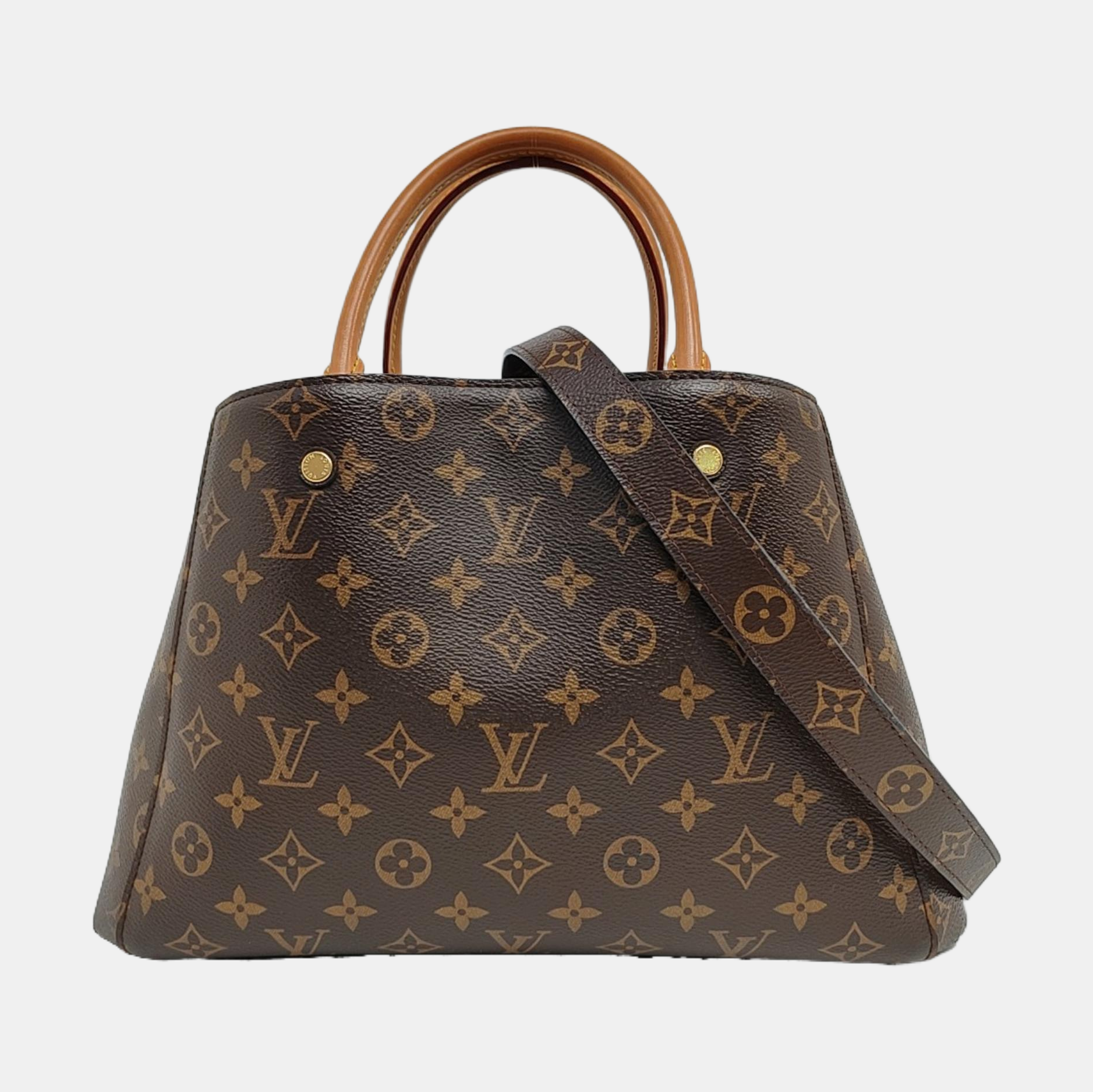 MONTAIGNE MM Monogram Coated Canvas Brown