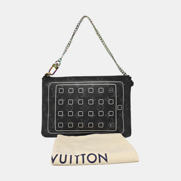 Monogram Coated Canvas Clutch Black