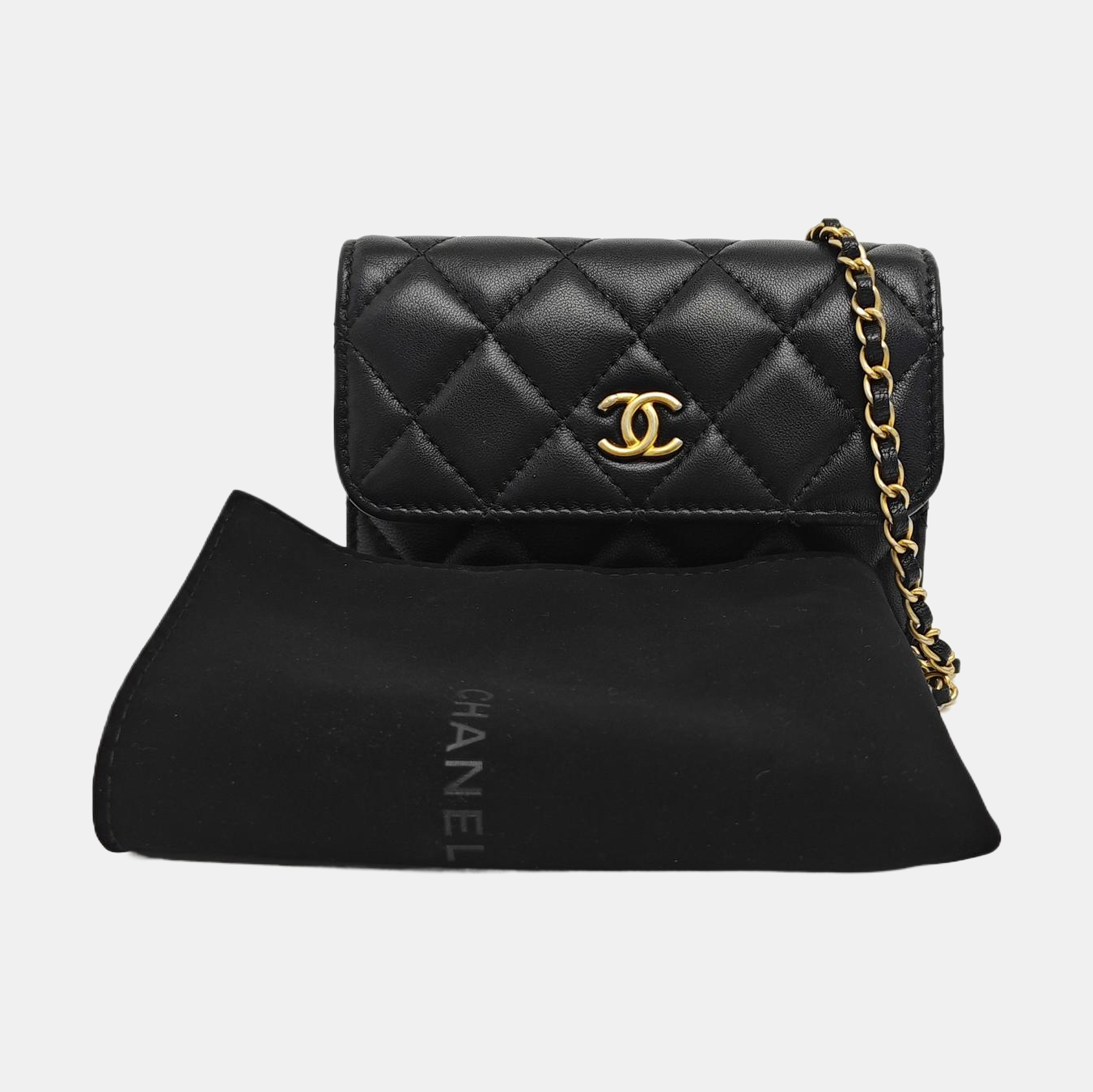 Quilted Lambskin Shoulder Bag Black