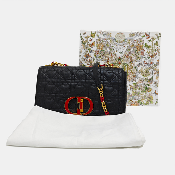 Dior Caro Medium Cannage Calfskin Black