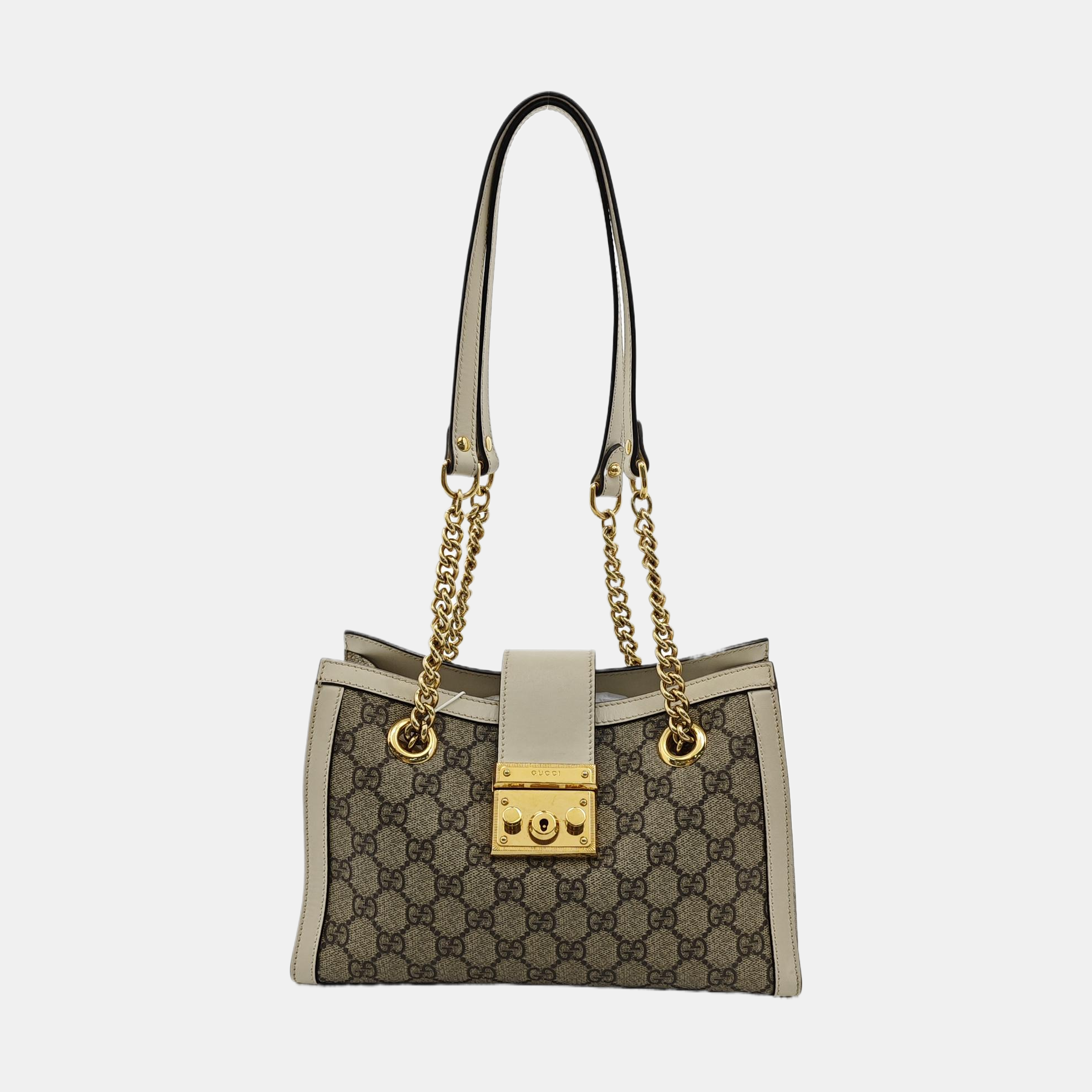 Padlock Small Monogram Coated Canvas Beige
