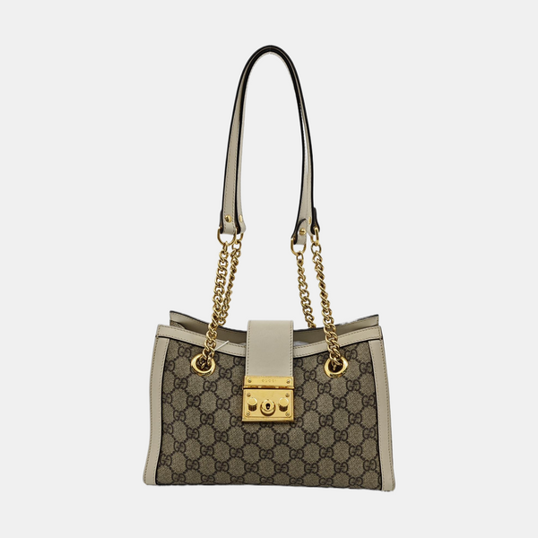 Padlock Small Monogram Coated Canvas Beige