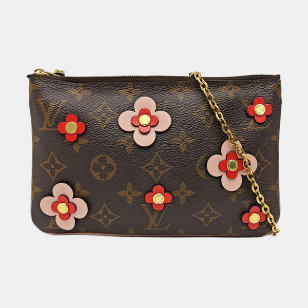DOUBLE ZIP Monogram Coated Canvas Brown