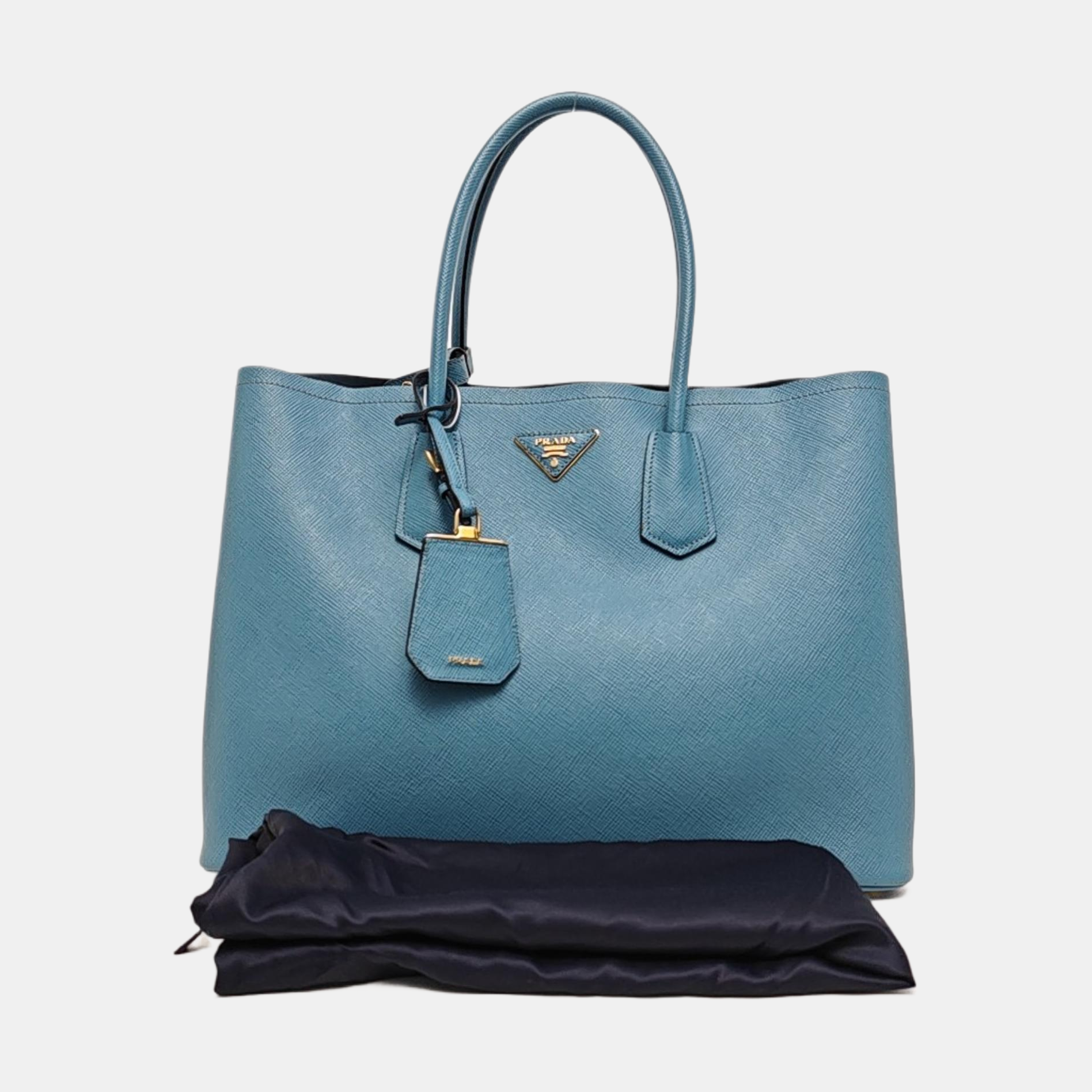 Double Large Saffiano Calfskin Blue