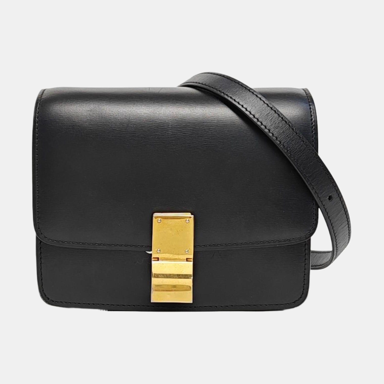 Authenticated pre-owned  CLASSIC BOX Mini Calfskin Black - Shoulder Bag at Looply