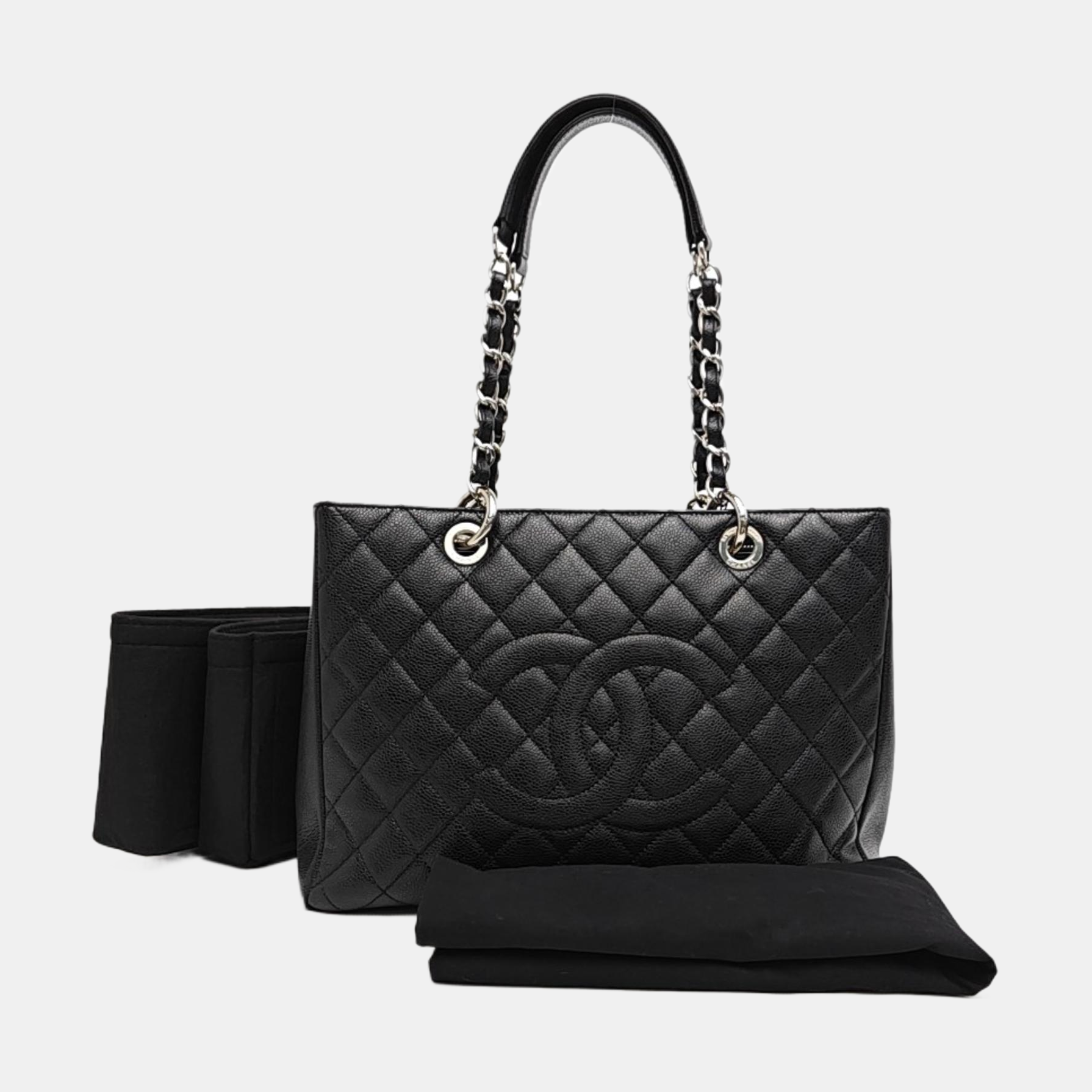 CHANEL GST Large Quilted Grained Calfskin Brown