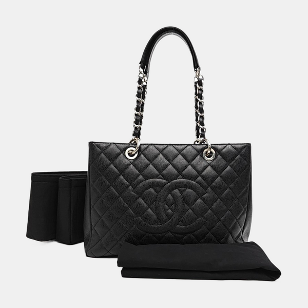 CHANEL GST Large Quilted Grained Calfskin Brown