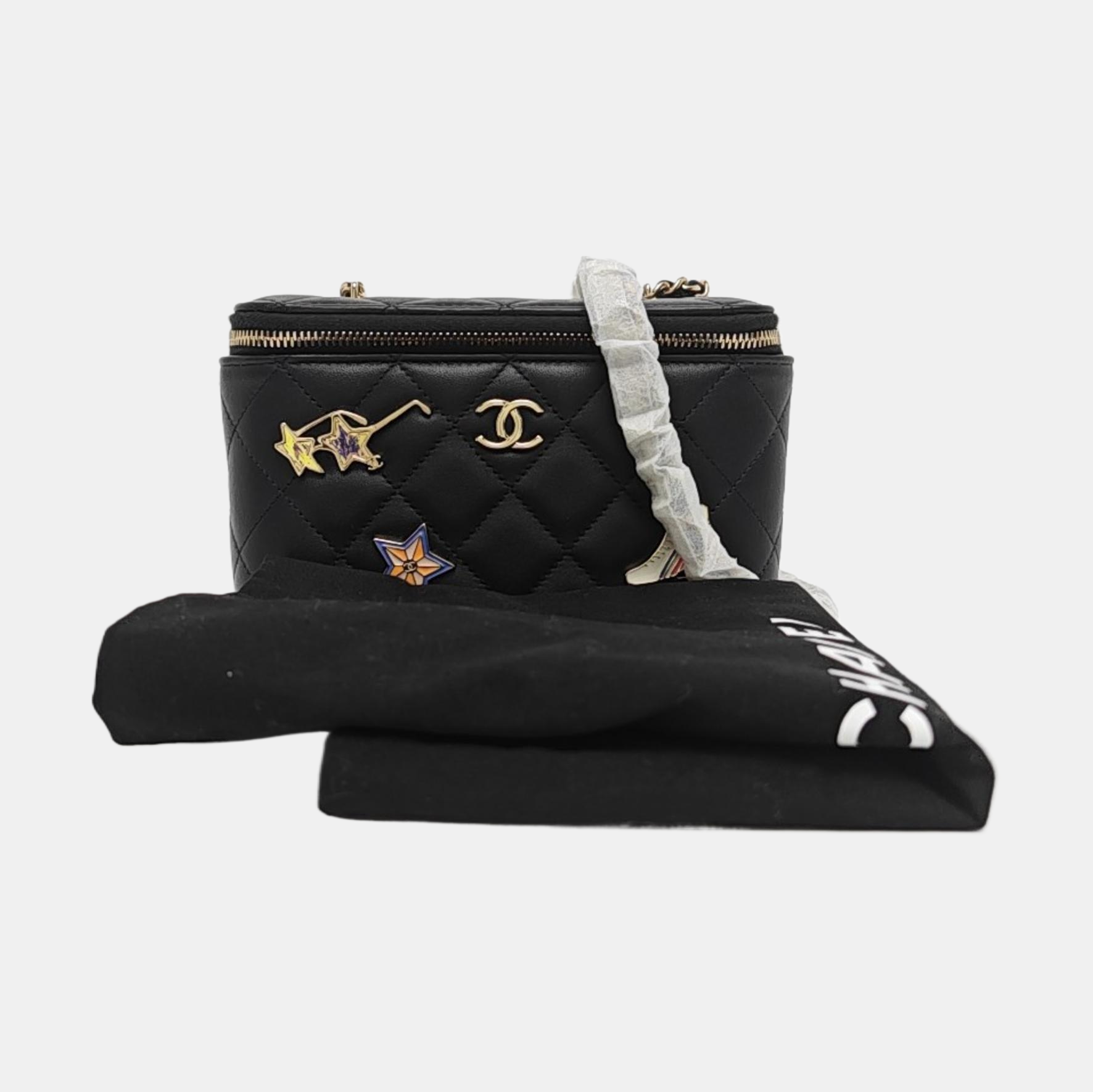 Authenticated pre-owned  VANITY CASE Small Quilted Lambskin Black - Crossbody Bag at Looply