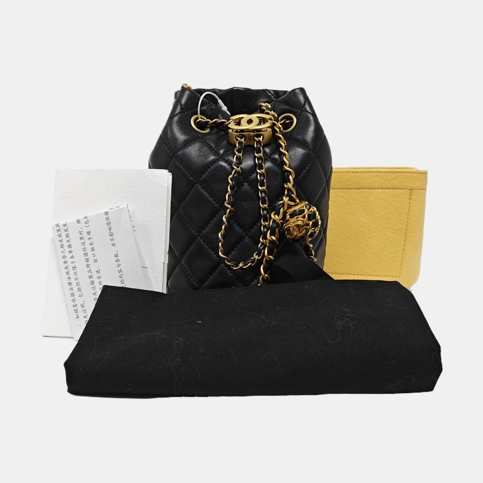 Quilted Lambskin Bucket Bag Black