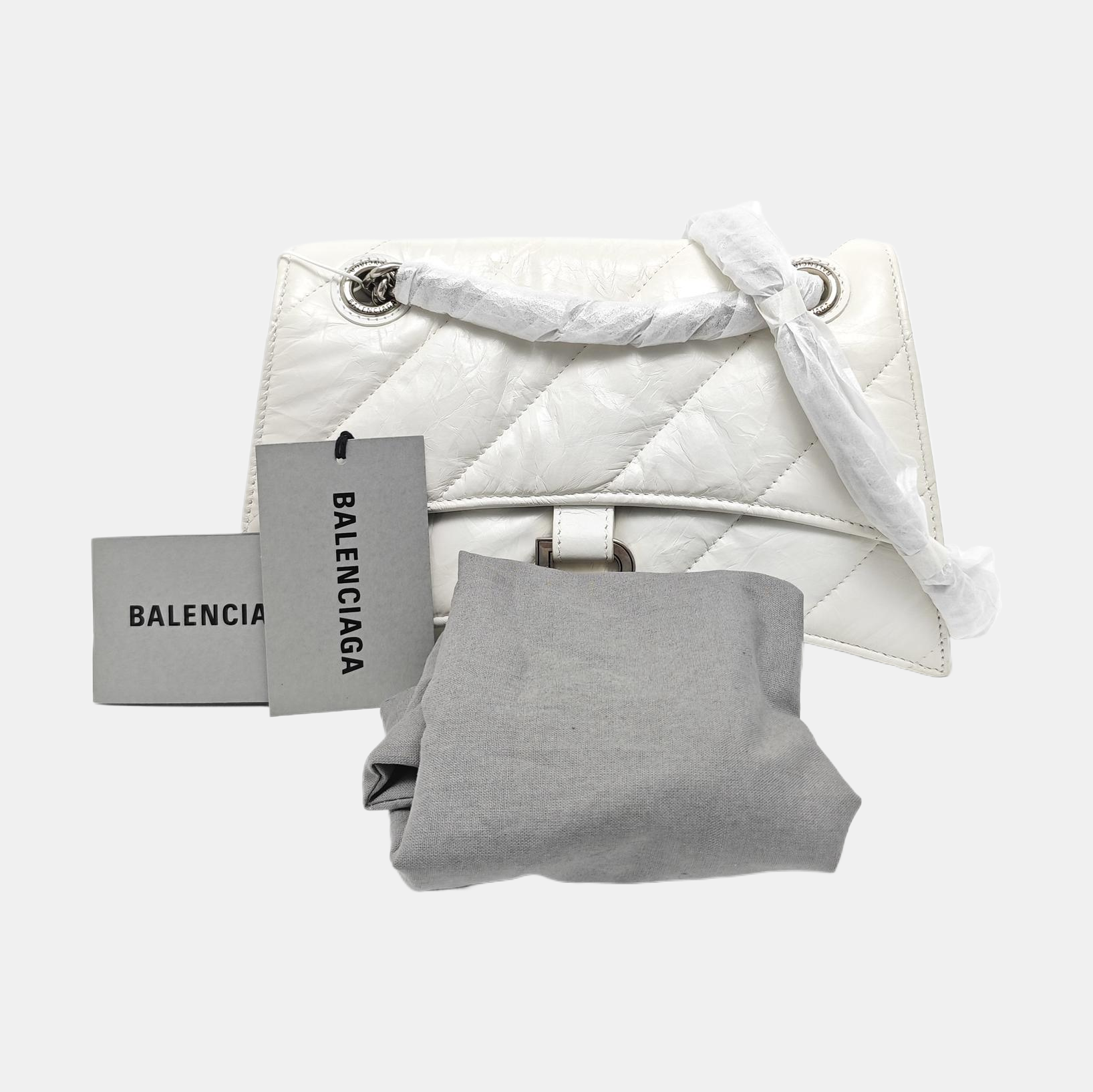 Hourglass Small Quilted Lambskin White