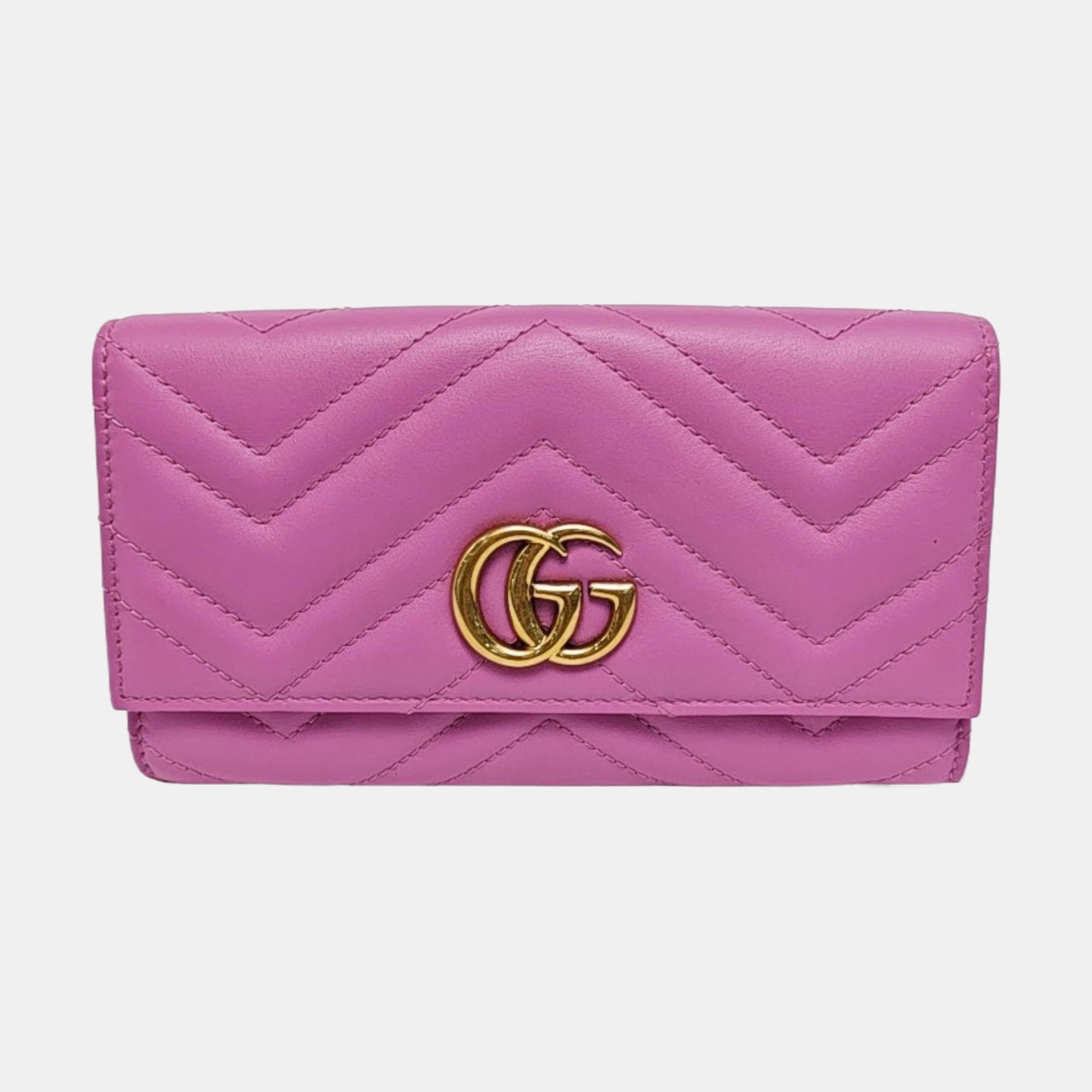 GG Marmont Super Mini Quilted Calfskin Pink Wallet