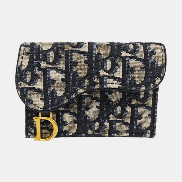 Authenticated pre-owned  Saddle Monogram Canvas Blue Card Holder - Card Holder at Looply