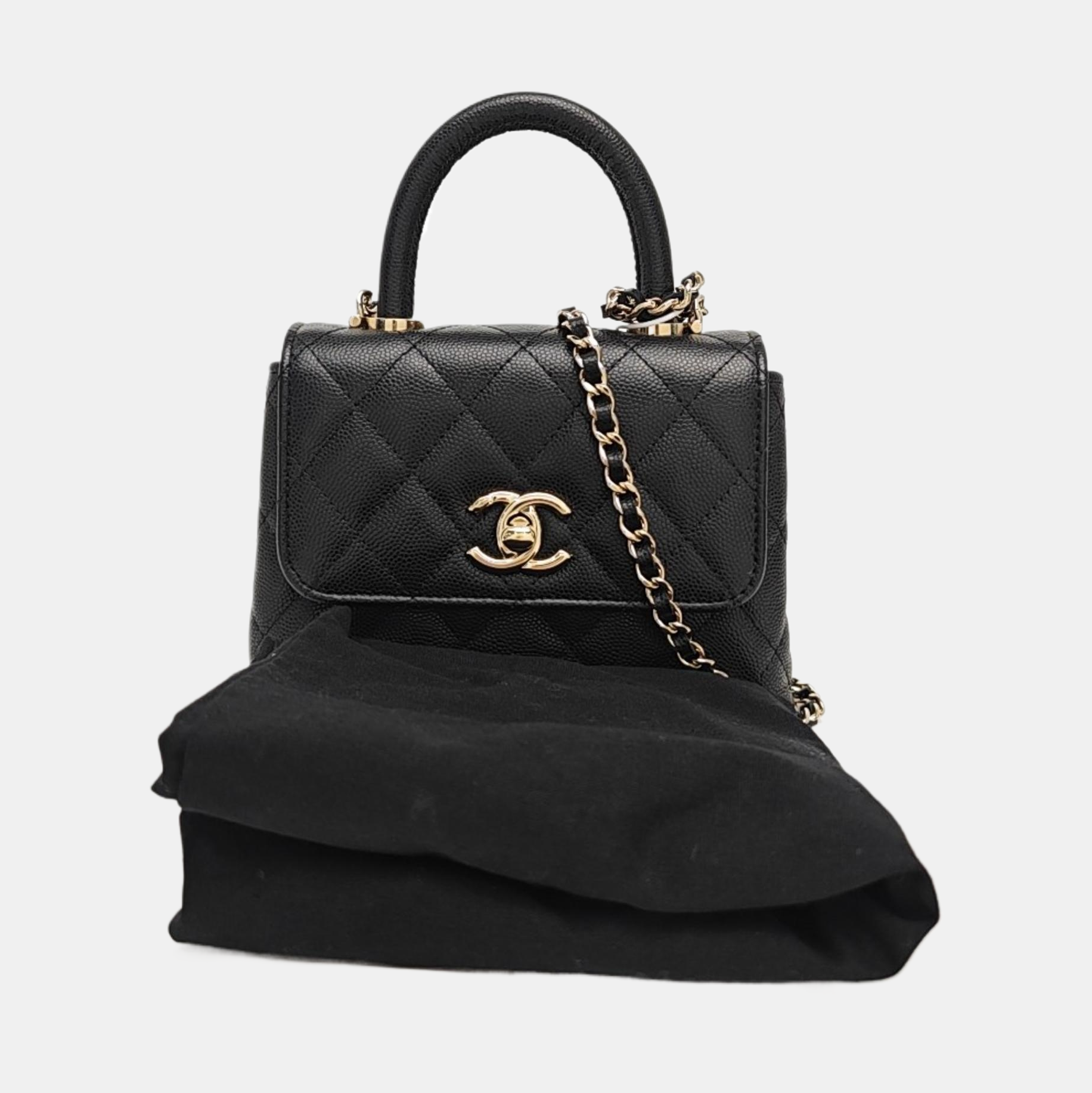COCO HANDLE Grained Calfskin Black