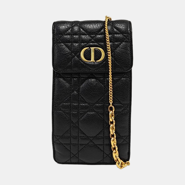 Authenticated pre-owned  Dior Caro Quilted Calfskin Black - Shoulder Bag at Looply