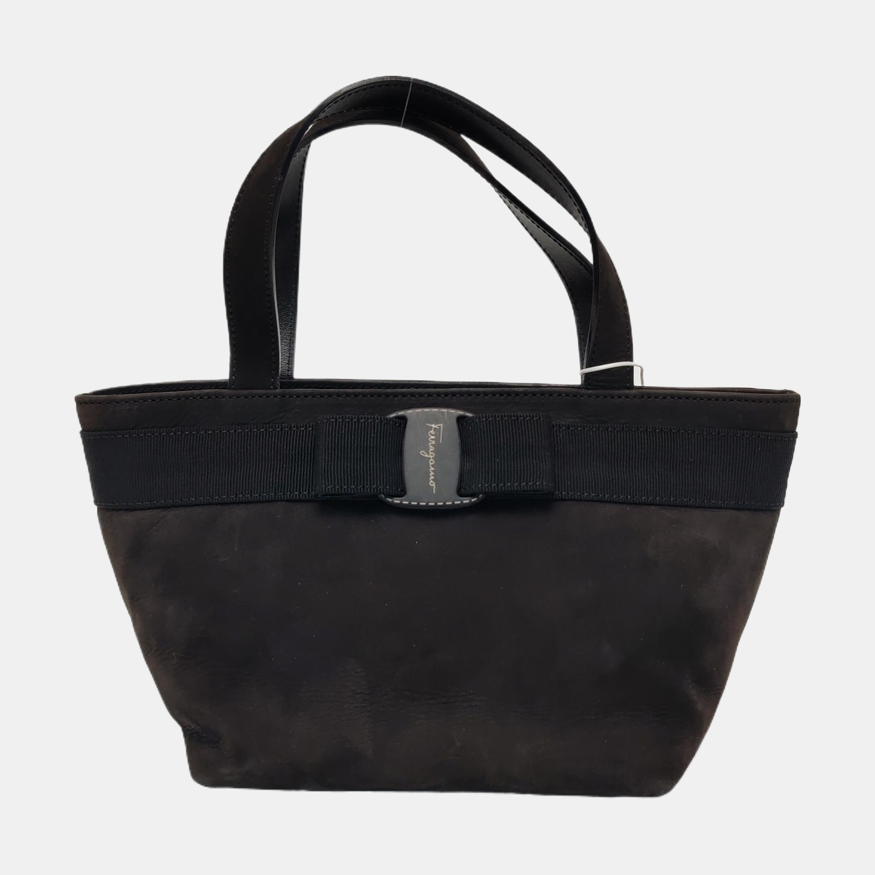 Suede Top Handle Bag Black