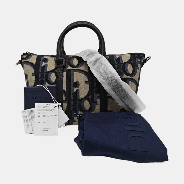 Oblique Canvas Tote Bag Beige