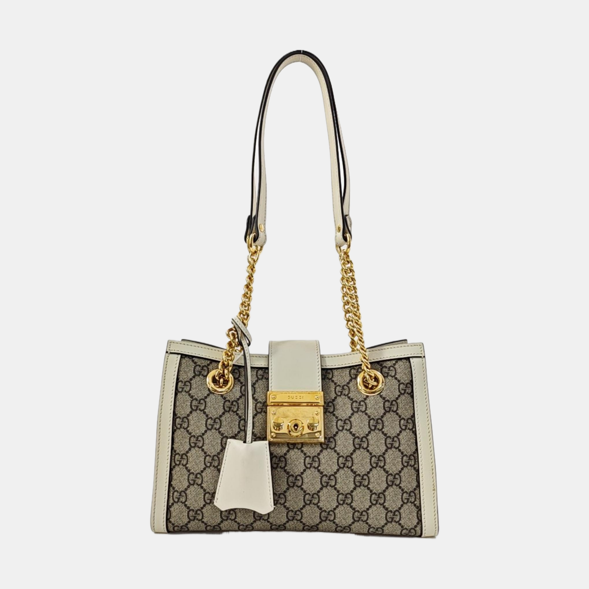 Padlock Small Monogram Coated Canvas Beige