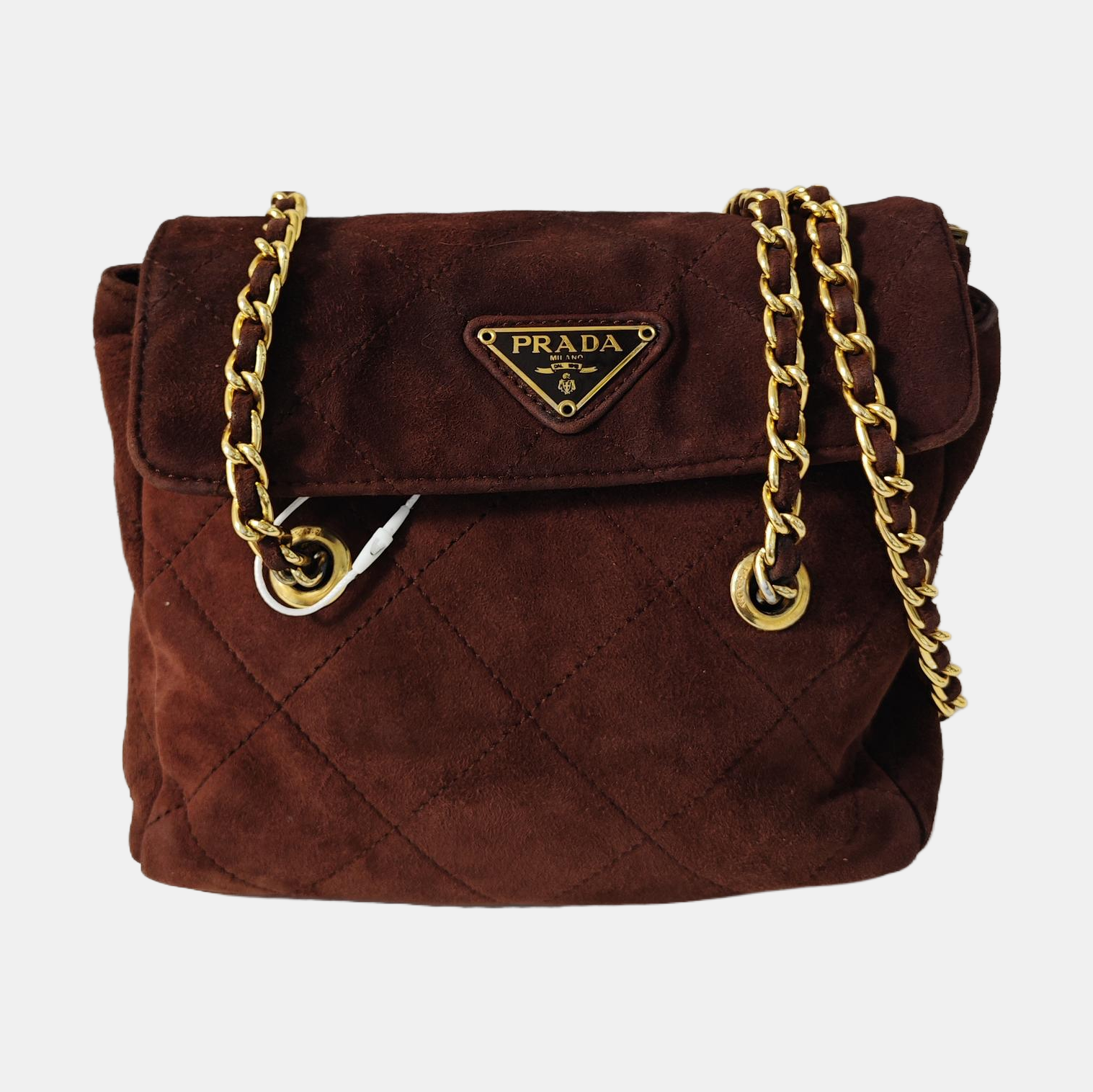 Quilted Suede Shoulder Bag Brown