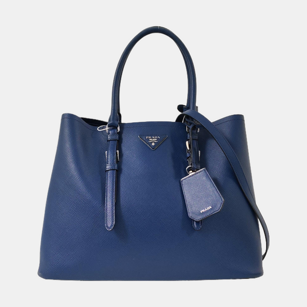 Authenticated pre-owned  Double Saffiano Calfskin Blue - Tote Bag at Looply