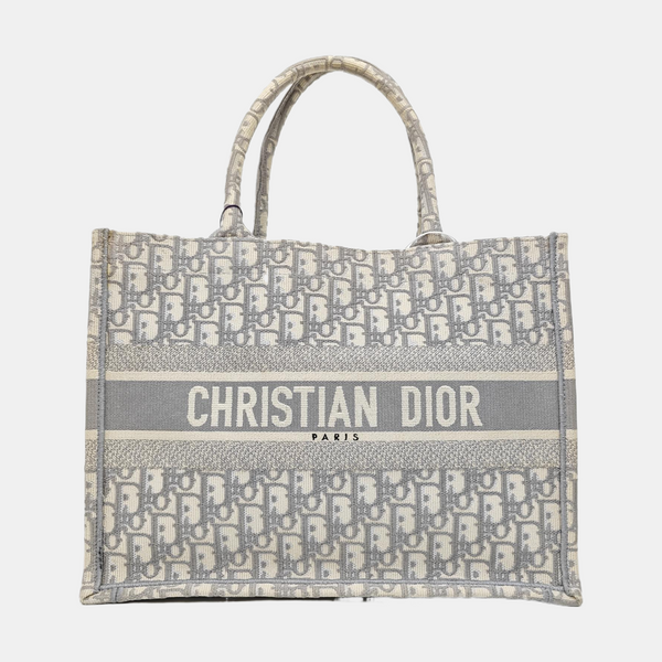 Book Tote Medium Oblique Canvas White