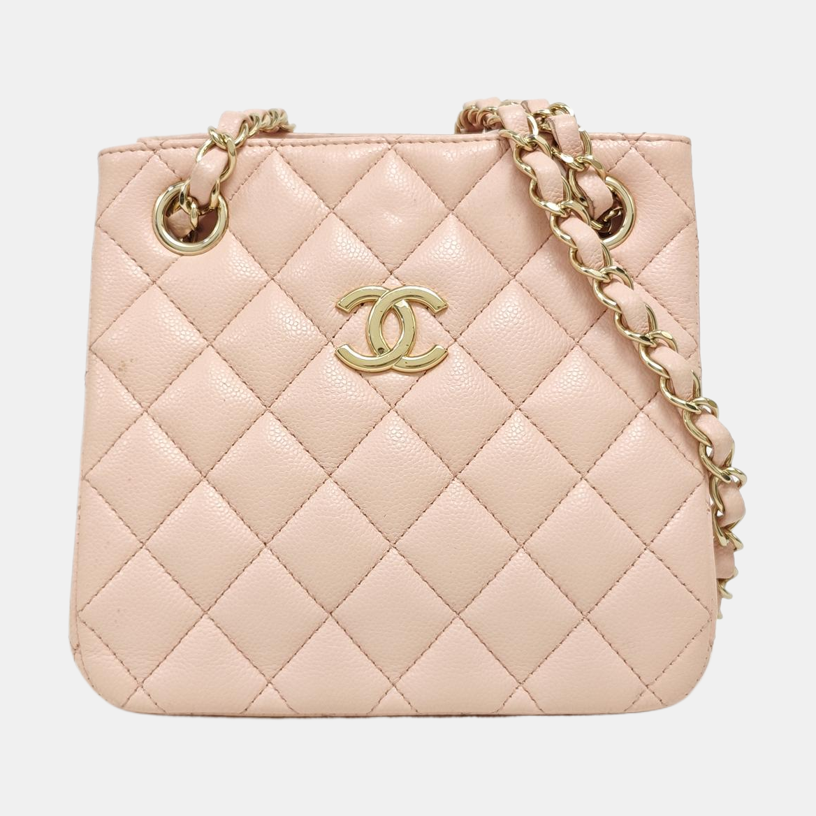 23P TOTE Quilted Grained Calfskin Pink