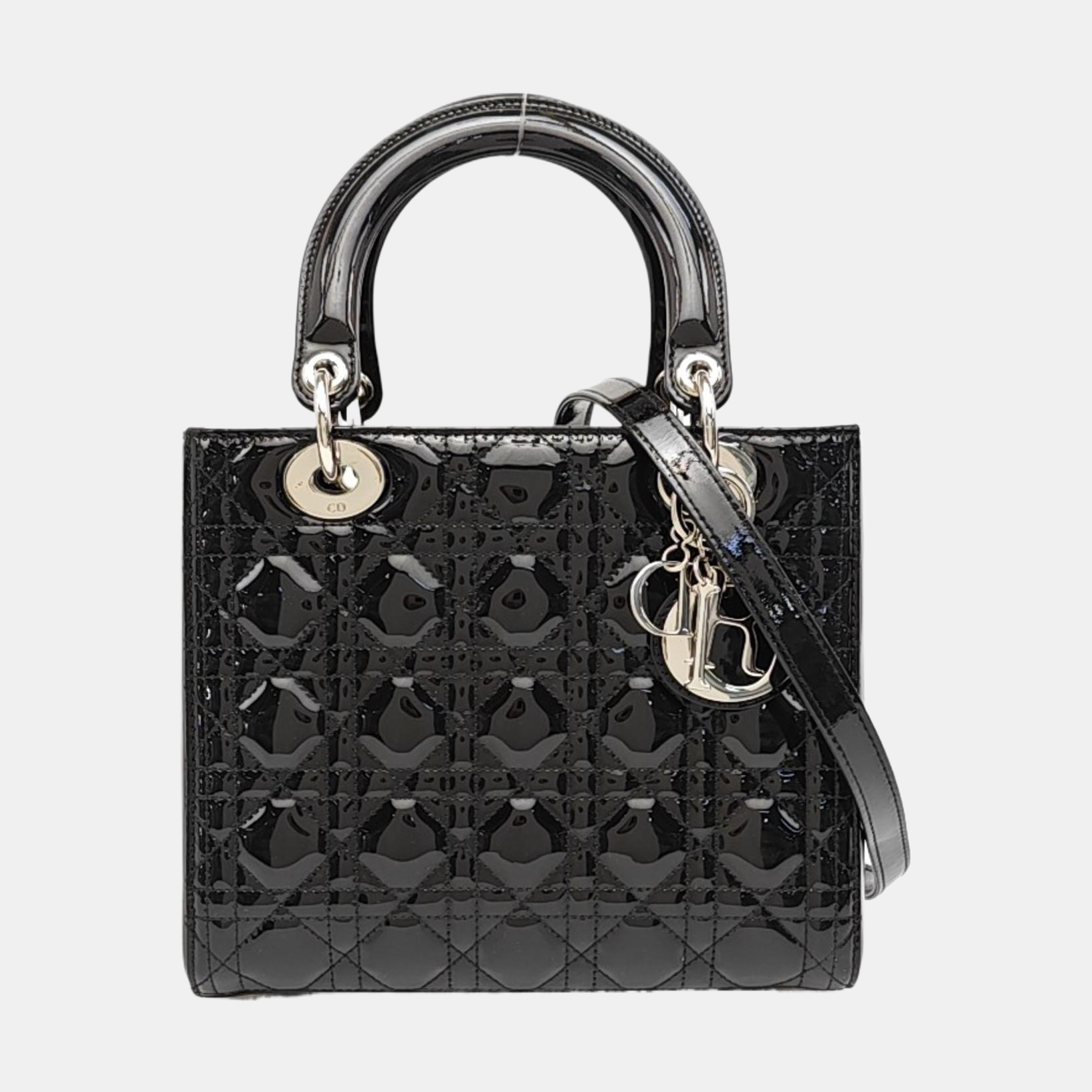 Lady Dior Medium Cannage Patent Leather Black