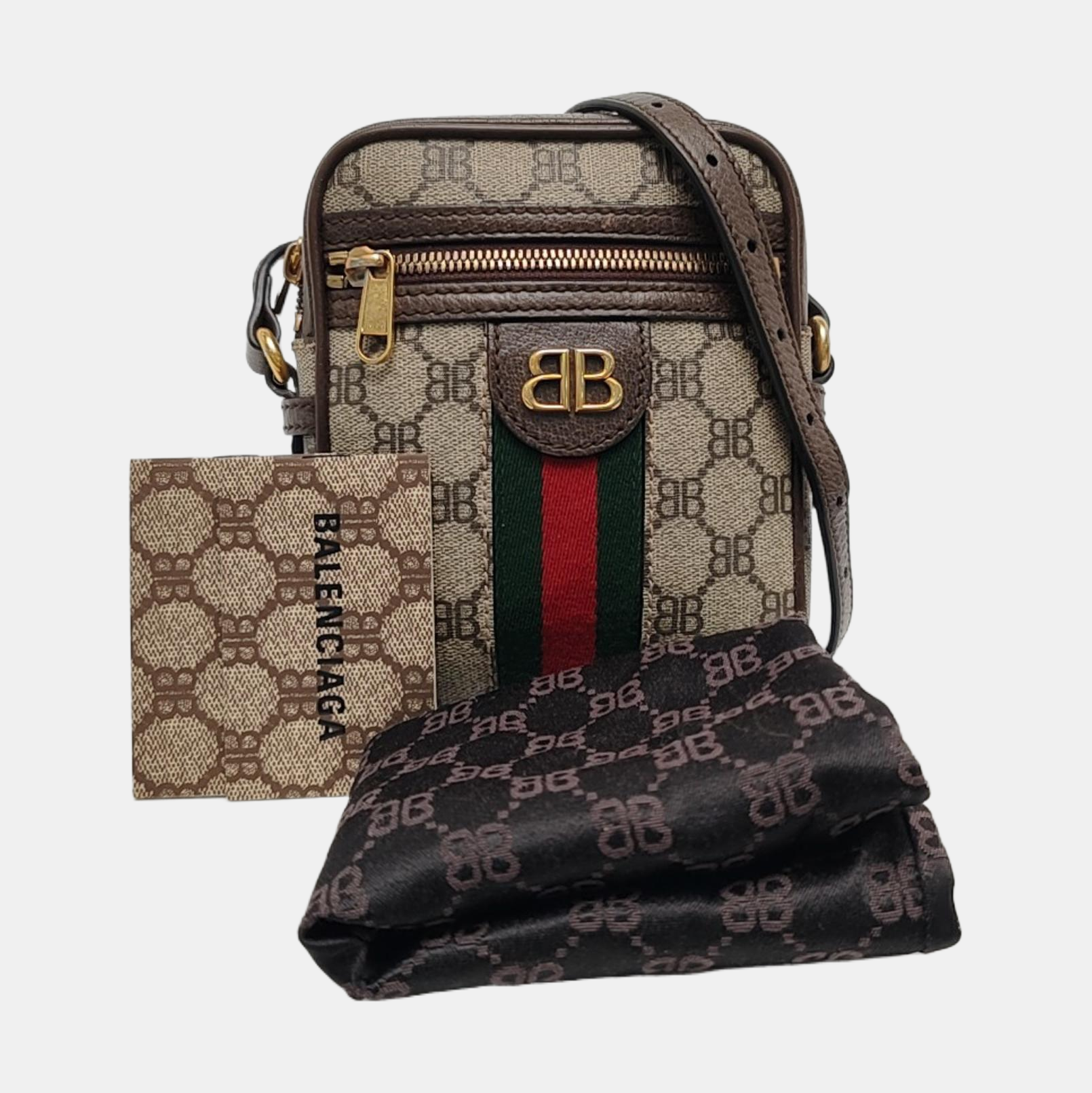 Coated Canvas Crossbody Bag Beige