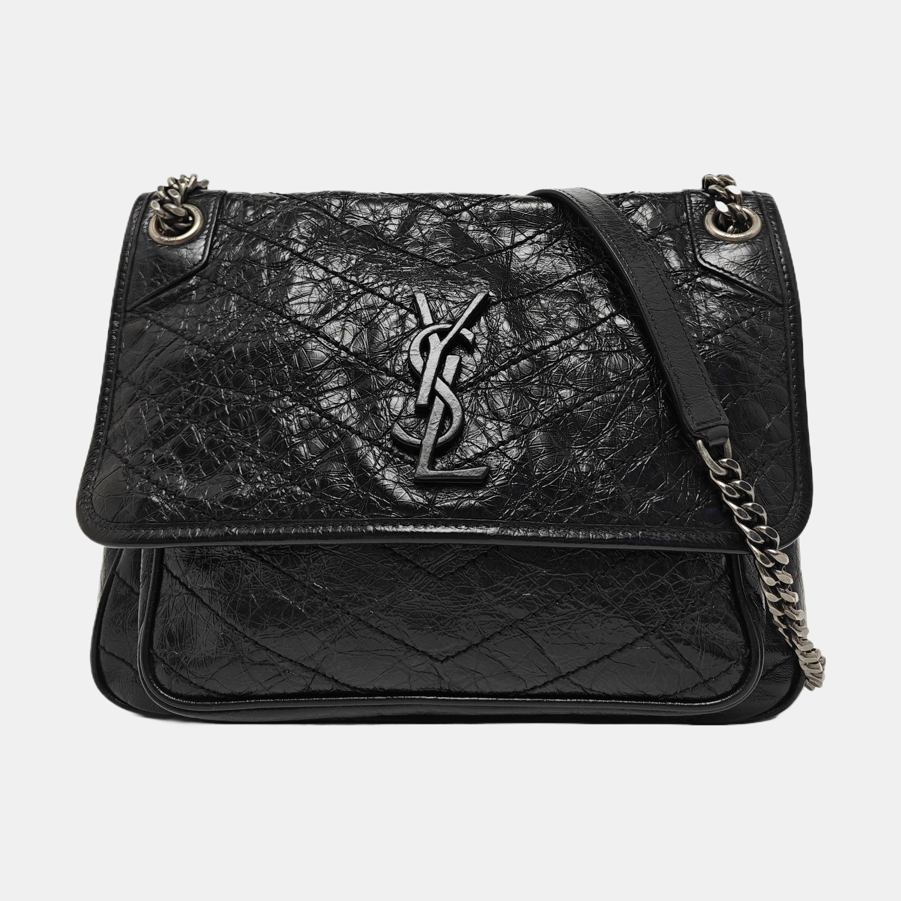 NIKI Medium Chevron Calfskin Black