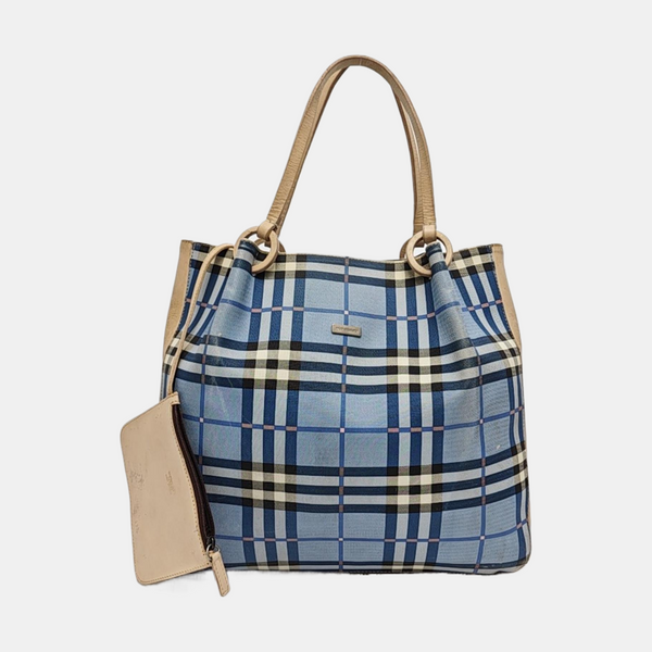 Coated Canvas Top Handle Bag Blue