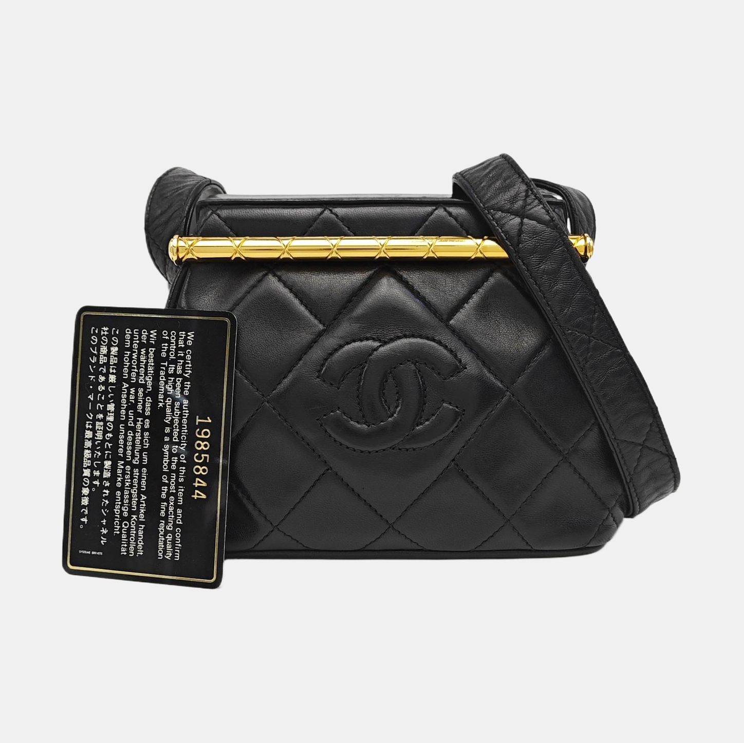 Quilted Lambskin Shoulder Bag Black